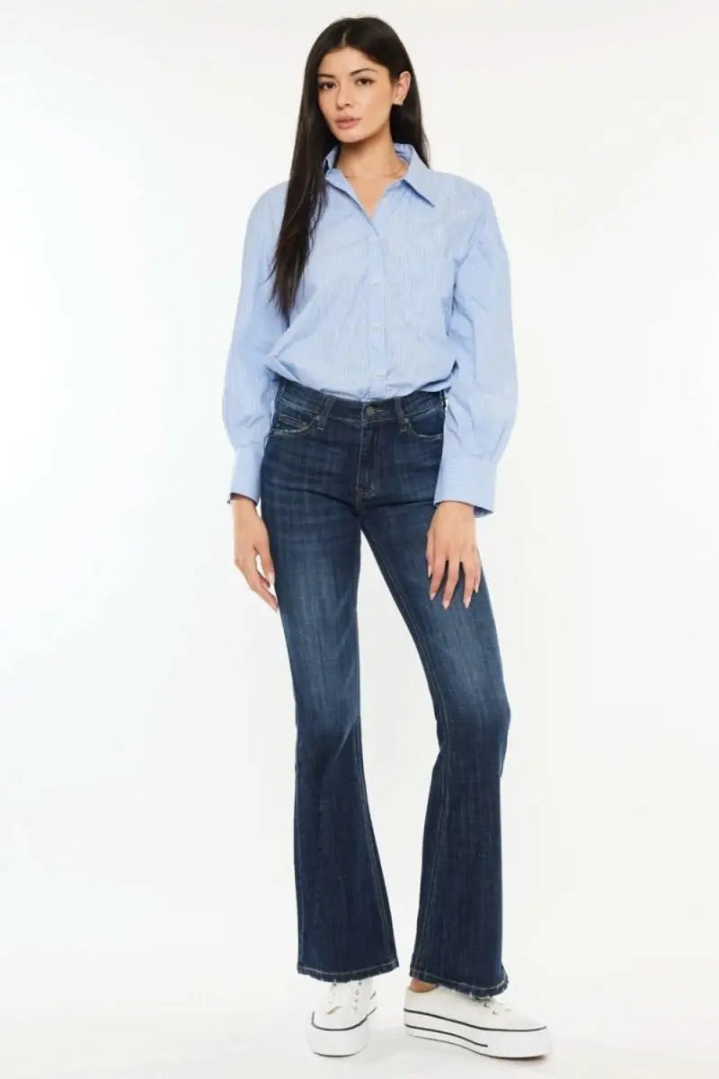 Kancan Full Size Mid Rise Flare Jeans - Sleekdenim.com