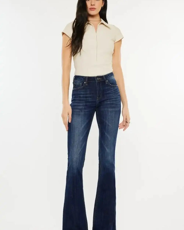 Kancan Full Size Mid Rise Slim Flare Jeans - Sleekdenim.com