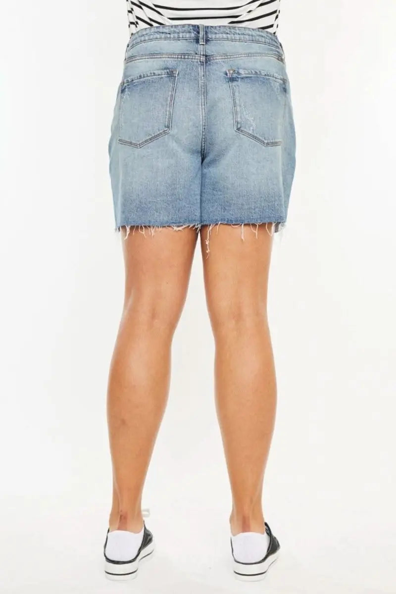 Kancan Full Size Raw Hem High Waist Denim Shorts - Sleekdenim.com