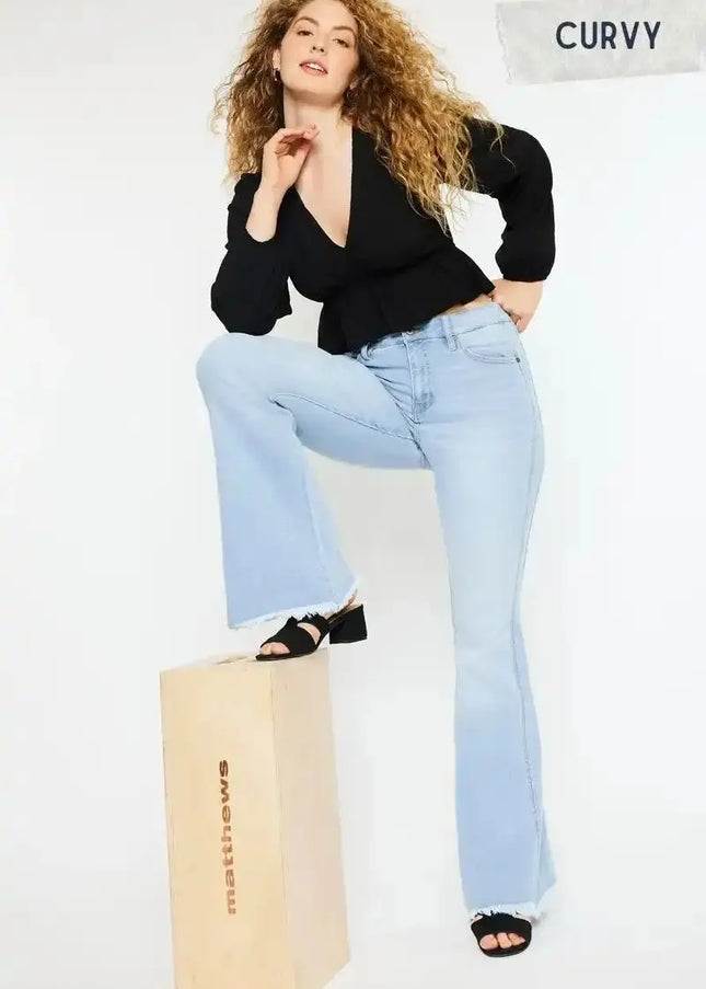 Kancan High Rise Curvy Flare Jeans - Sleekdenim.com