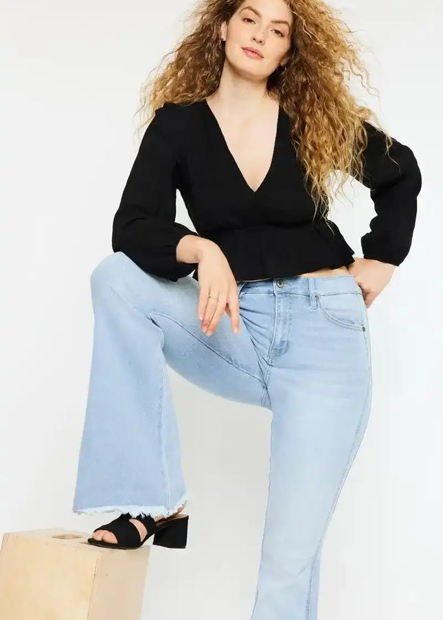 Kancan High Rise Curvy Flare Jeans - Sleekdenim.com