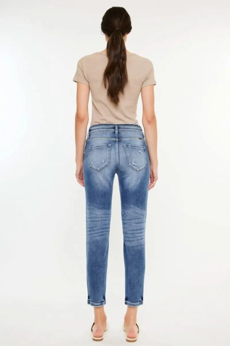 Kancan High Rise Distressed Mom Jeans - Sleekdenim.com