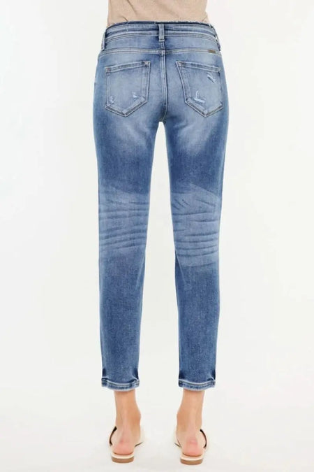 Kancan High Rise Distressed Mom Jeans - Sleekdenim.com