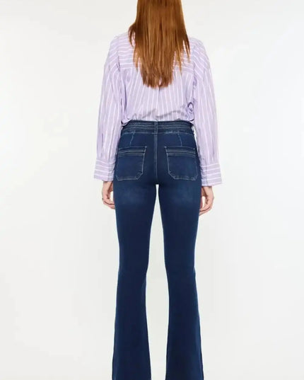 Kancan High Rise Double Waistband Flare Jeans - Sleekdenim.com