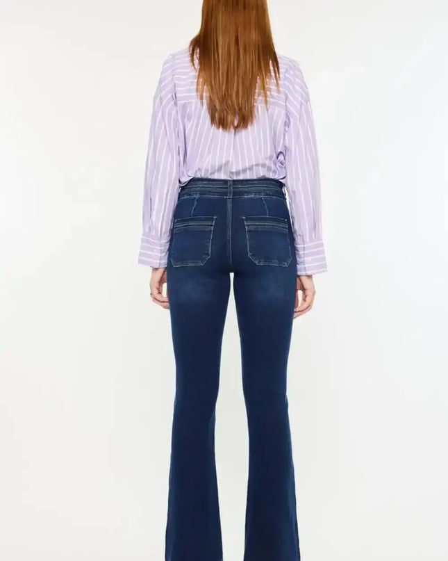 Kancan High Rise Double Waistband Flare Jeans - Sleekdenim.com