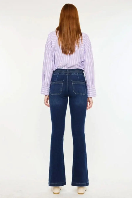 Kancan High Rise Double Waistband Flare Jeans - Sleekdenim.com