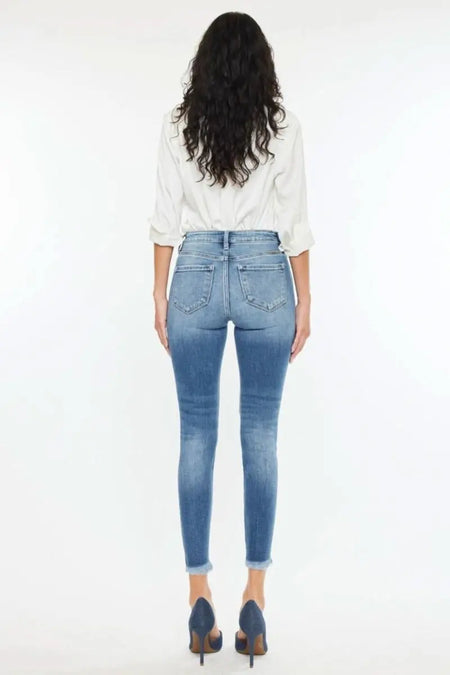 Kancan High Rise Frayed Ankle Skinny Jeans - Sleekdenim.com