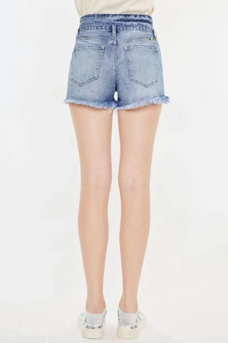 Kancan High Rise Frayed Hem Denim Shorts - Sleekdenim.com