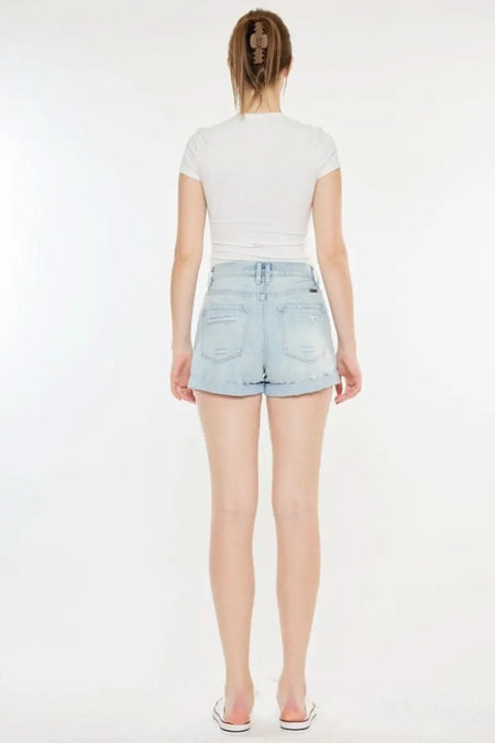 Kancan High Rise Repaired Mom Denim Shorts - Sleekdenim.com