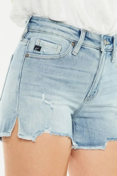 Kancan High Rise Side Slit Denim Shorts - Sleekdenim.com