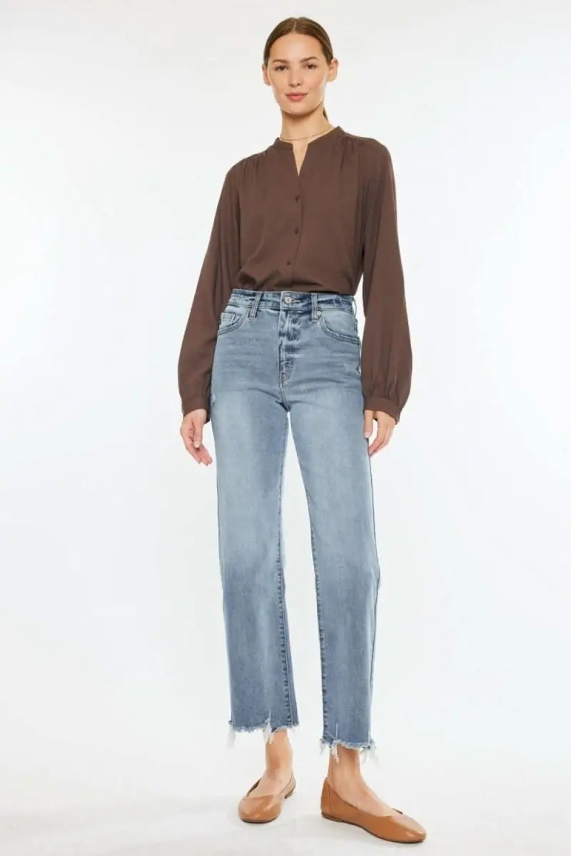 Kancan High Rise Slim Wide Leg Jeans - Sleekdenim.com