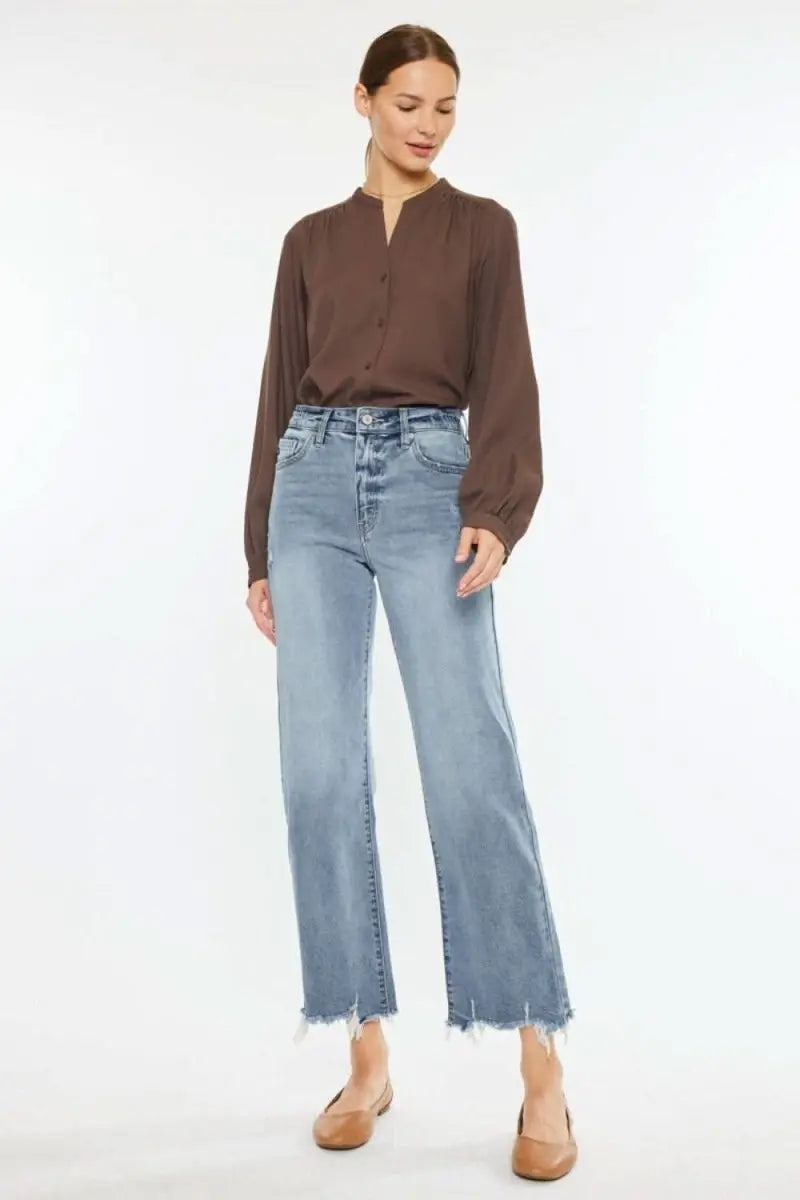 Kancan High Rise Slim Wide Leg Jeans - Sleekdenim.com