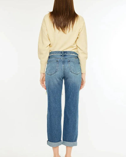 Kancan Distressed Mid Rise True Boyfriend Jeans - Sleekdenim.com