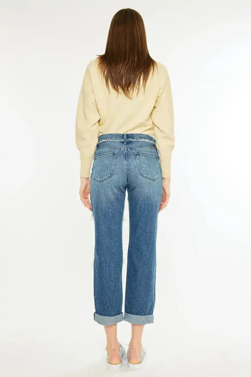 Kancan Mid Rise Boyfriend Jeans KC70010M - Sleekdenim.com