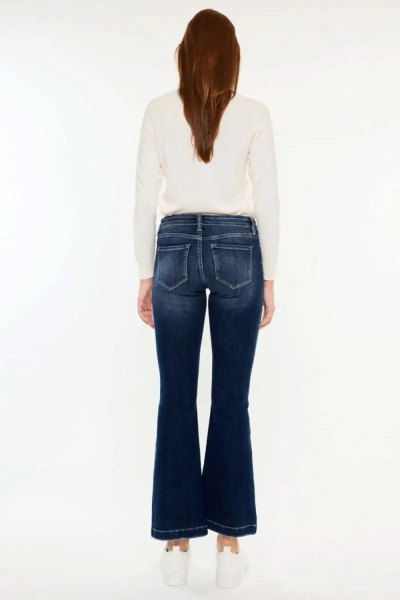 Kancan Mid Rise Button Fly Flare Jeans - Sleekdenim.com