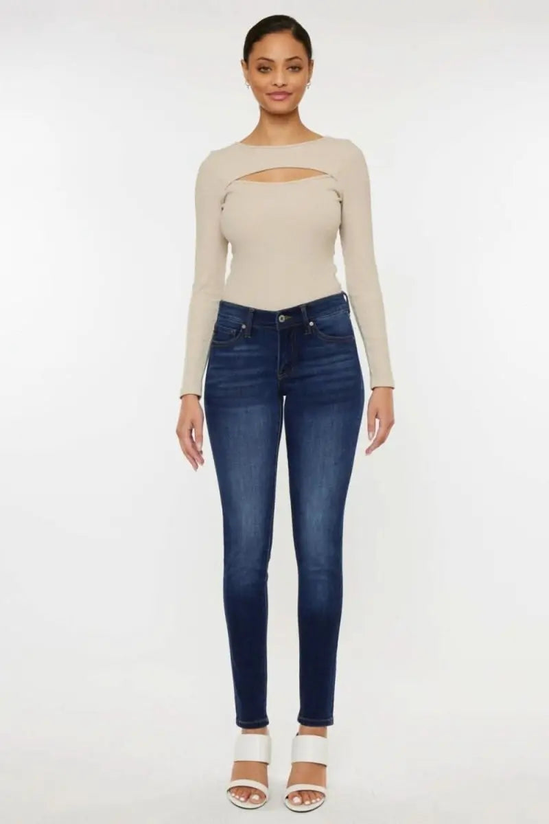 Kancan Mid Rise Gradient Skinny Jeans - Sleekdenim.com