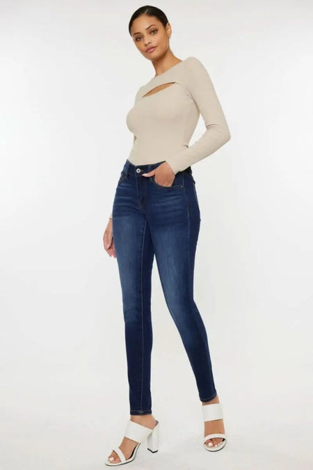 Kancan Mid Rise Gradient Skinny Jeans - Sleekdenim.com