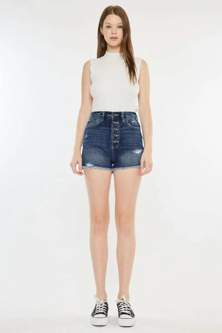 Kancan Raw Hem Button Fly Denim Shorts - Sleekdenim.com