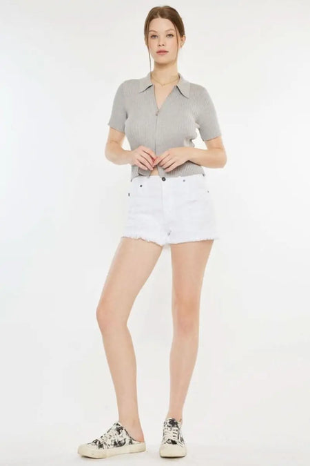 Kancan Raw Hem Distressed Denim Shorts - Sleekdenim.com