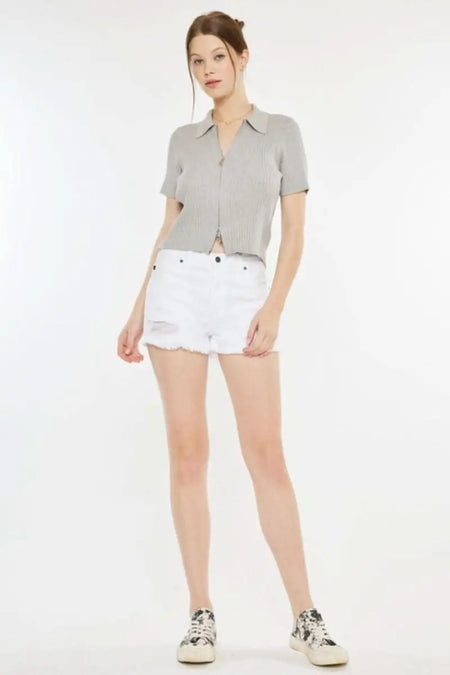 Kancan Raw Hem Distressed Denim Shorts - Sleekdenim.com