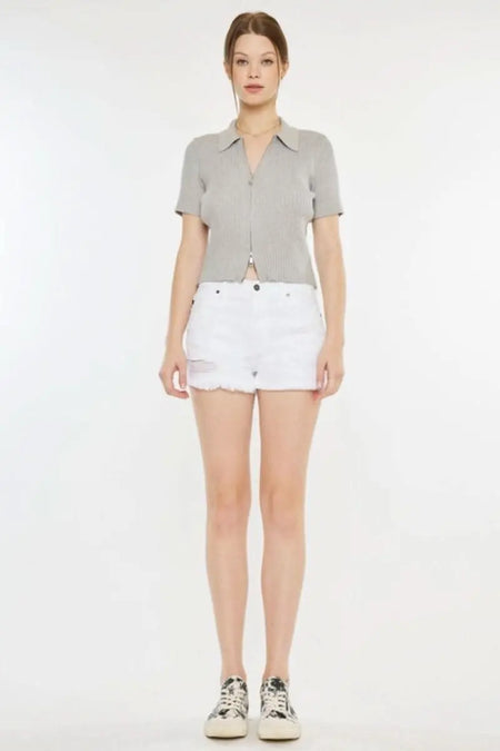 Kancan Raw Hem Distressed Denim Shorts - Sleekdenim.com