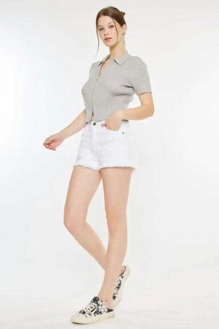 Kancan Raw Hem Distressed Denim Shorts - Sleekdenim.com