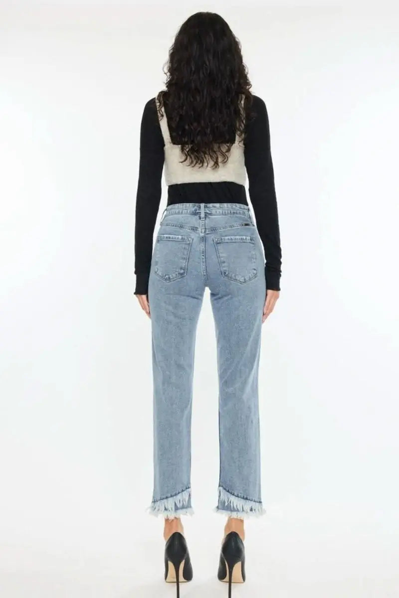 Kancan Raw Hem High Rise Straight Jeans - Sleekdenim.com