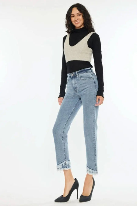 Kancan Raw Hem High Rise Straight Jeans - Sleekdenim.com