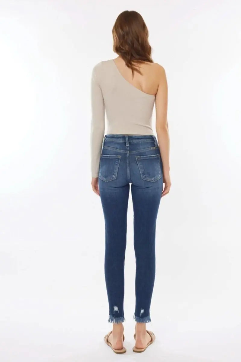 Kancan Raw Hem High Waist Cropped Jeans - Sleekdenim.com