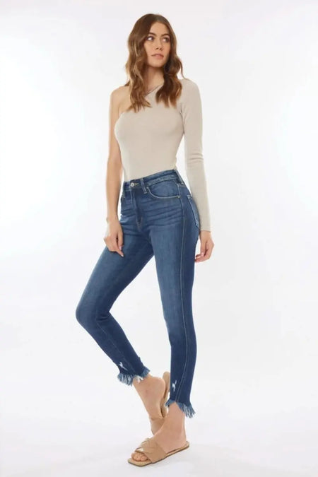 Kancan Raw Hem High Waist Cropped Jeans - Sleekdenim.com