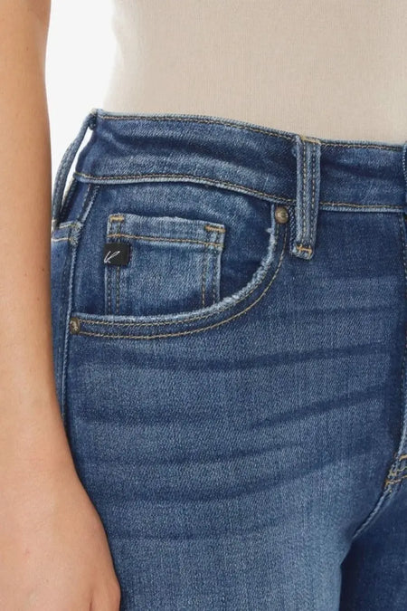 Kancan Raw Hem High Waist Cropped Jeans - Sleekdenim.com