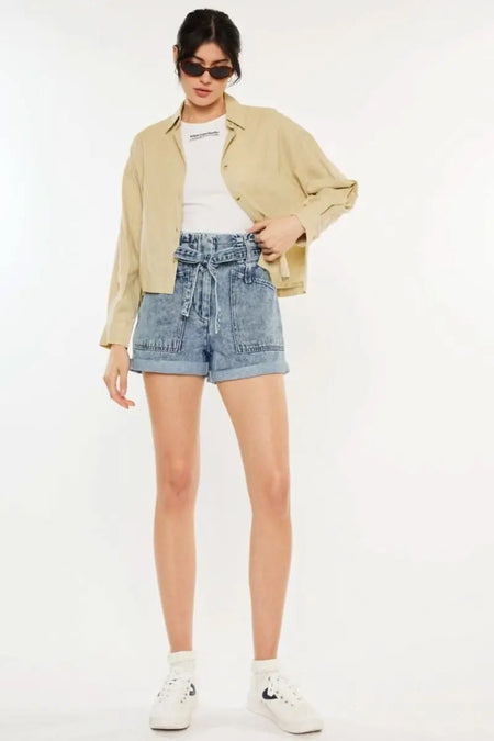 Kancan Ultra High Rise Paperbag Denim Shorts - Sleekdenim.com