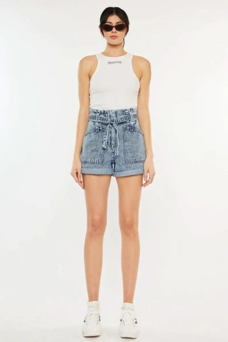 Kancan Ultra High Rise Paperbag Denim Shorts - Sleekdenim.com