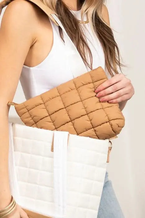 Lainey Quilted Puffer Clutch - Sleekdenim.com