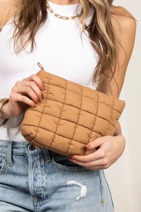 Lainey Quilted Puffer Clutch - Sleekdenim.com