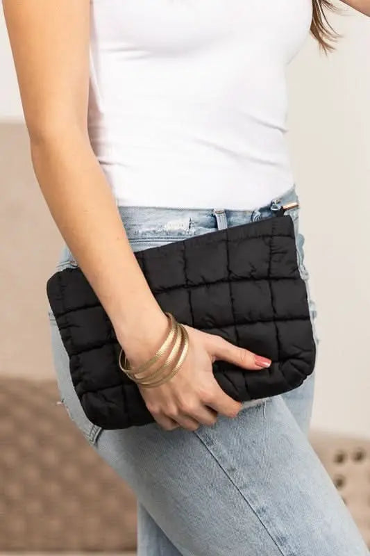 Lainey Quilted Puffer Clutch - Sleekdenim.com