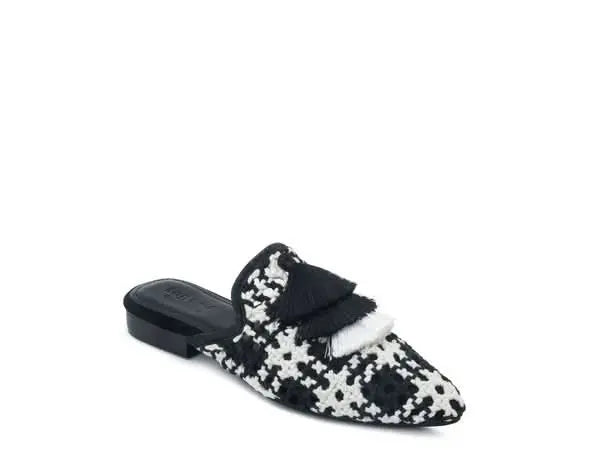 London Rag MARIANA WOVEN FLAT MULES WITH TASSELS - Sleekdenim.com