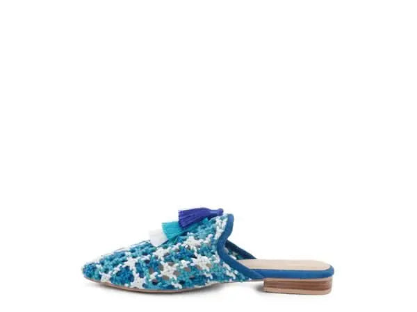 London Rag MARIANA WOVEN FLAT MULES WITH TASSELS - Sleekdenim.com