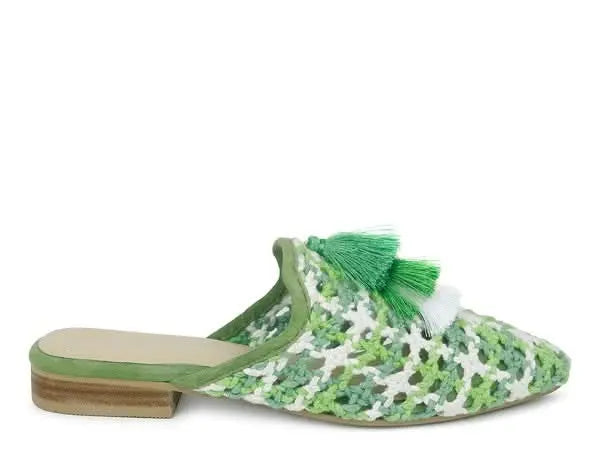 London Rag MARIANA WOVEN FLAT MULES WITH TASSELS - Sleekdenim.com