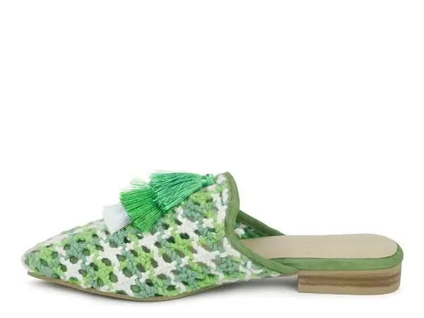 London Rag MARIANA WOVEN FLAT MULES WITH TASSELS - Sleekdenim.com