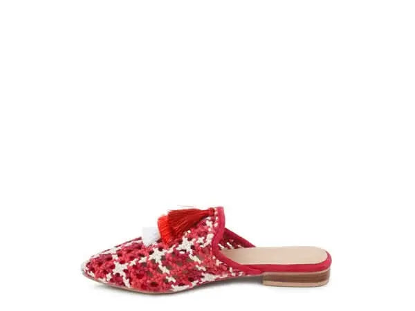 London Rag MARIANA WOVEN FLAT MULES WITH TASSELS - Sleekdenim.com