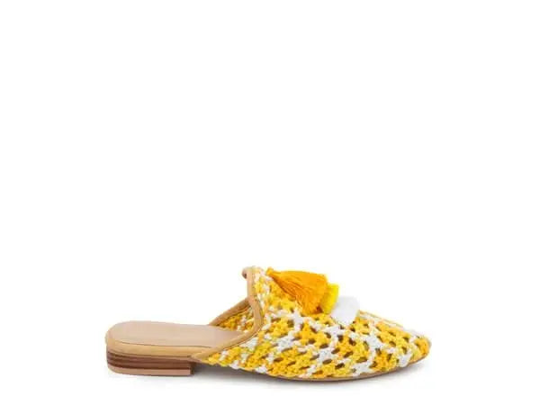 London Rag MARIANA WOVEN FLAT MULES WITH TASSELS - Sleekdenim.com