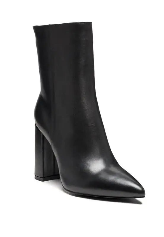 MARGEN ANKLE - HIGH POINTED TOE BLOCK HEELED BOOT - Sleekdenim.com