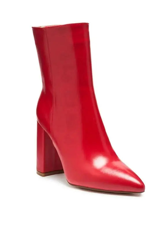 MARGEN ANKLE - HIGH POINTED TOE BLOCK HEELED BOOT - Sleekdenim.com