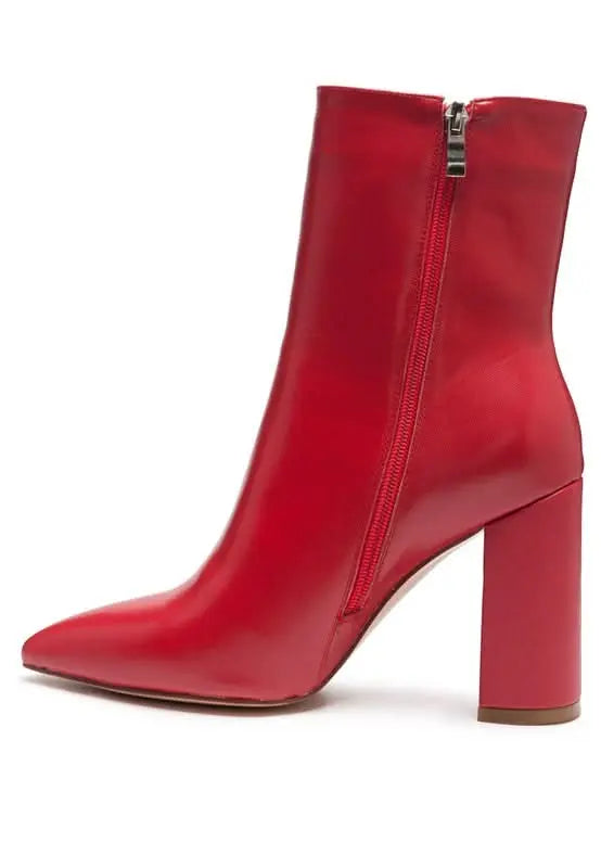 MARGEN ANKLE - HIGH POINTED TOE BLOCK HEELED BOOT - Sleekdenim.com