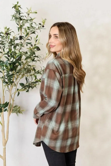 Mandy Plaid Dropped Shoulder Shirt - Sleekdenim.com