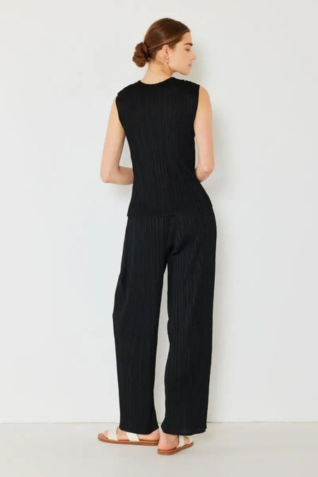 Marina West Swim Pleated Elastic - Waist Straight Pants - Sleekdenim.com