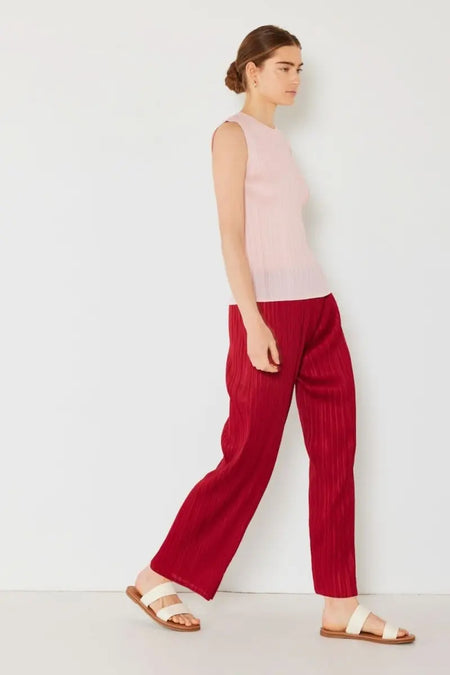 Marina West Swim Pleated Elastic - Waist Straight Pants - Sleekdenim.com