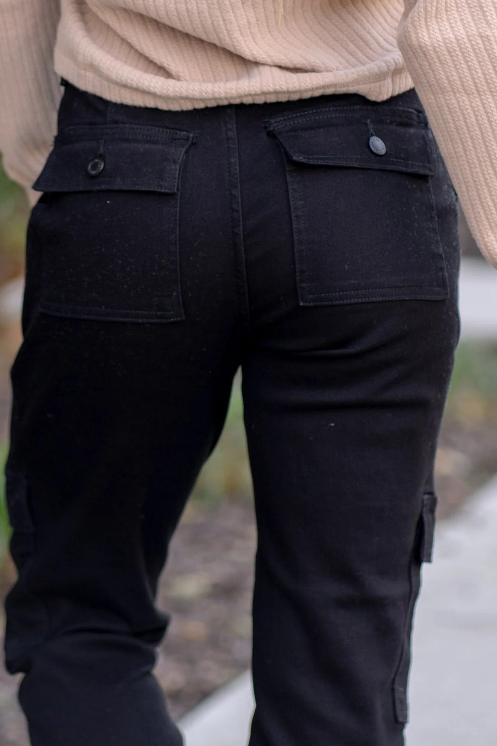 Judy Blue High Waist Cargo Cuff Black Jogger Denim Jeans 88910– sleekdenim.com | Sleekdenim.com