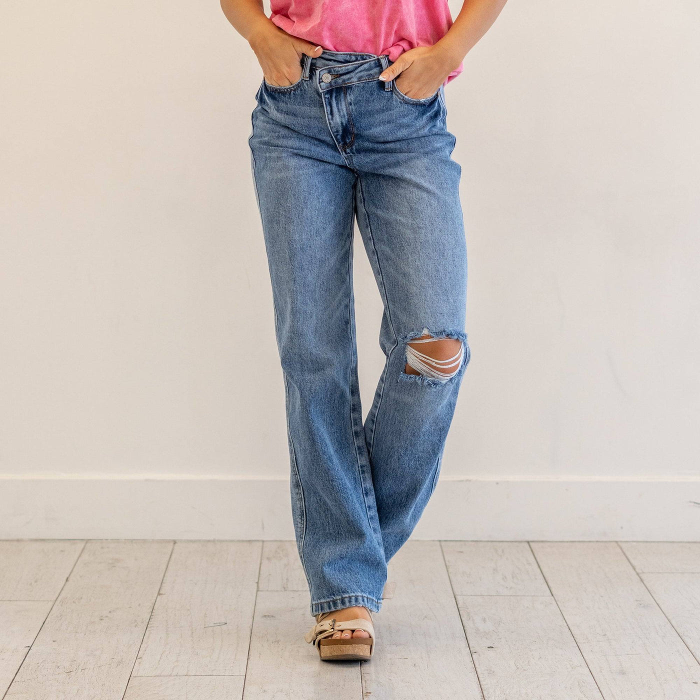 Judy Blue High Waist Criss Cross Dad Jean - sleekdenim.com